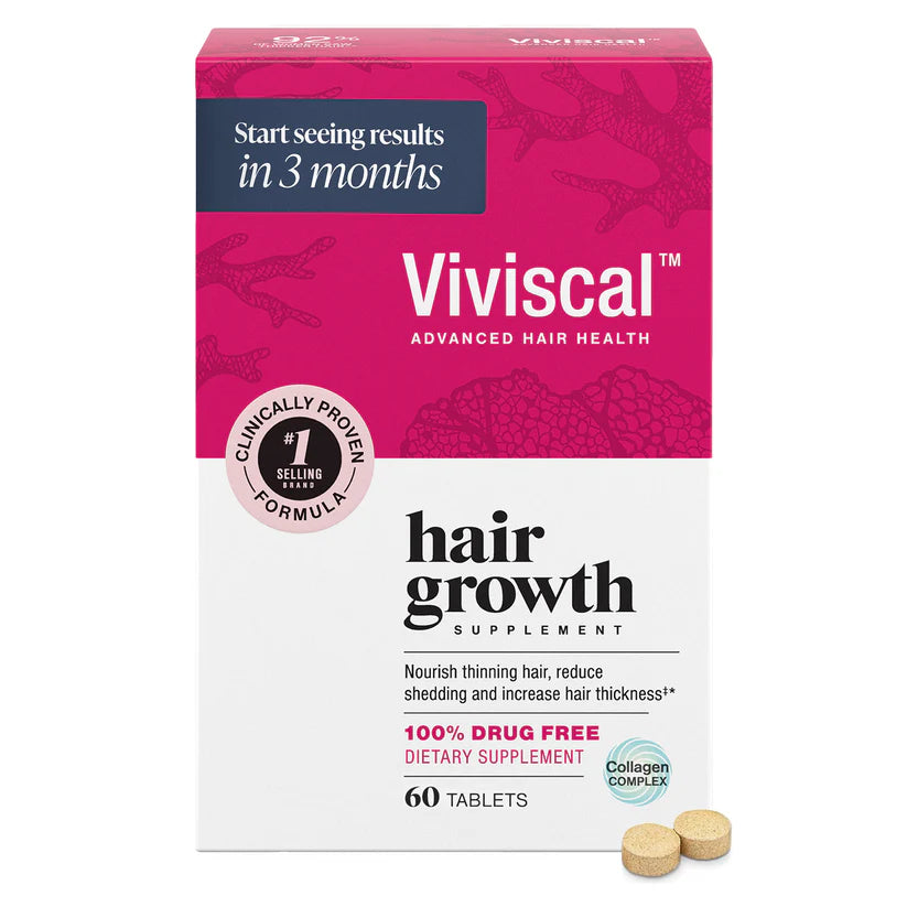 Viviscal Hair Growth Supplements for Women, Thicker Fuller Hair Support for Thinning Hair and Hair Loss, with Biotin and Marine Collagen, Drug-Free, 180 Tablets, 90-Day Supply